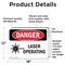 Signmission Radiation & Laser Sign, 12 in H x 18 in W, Vinyl Decal, Rectangle OS-2PACK-DS-D-1218-L-1412 - alternate 8